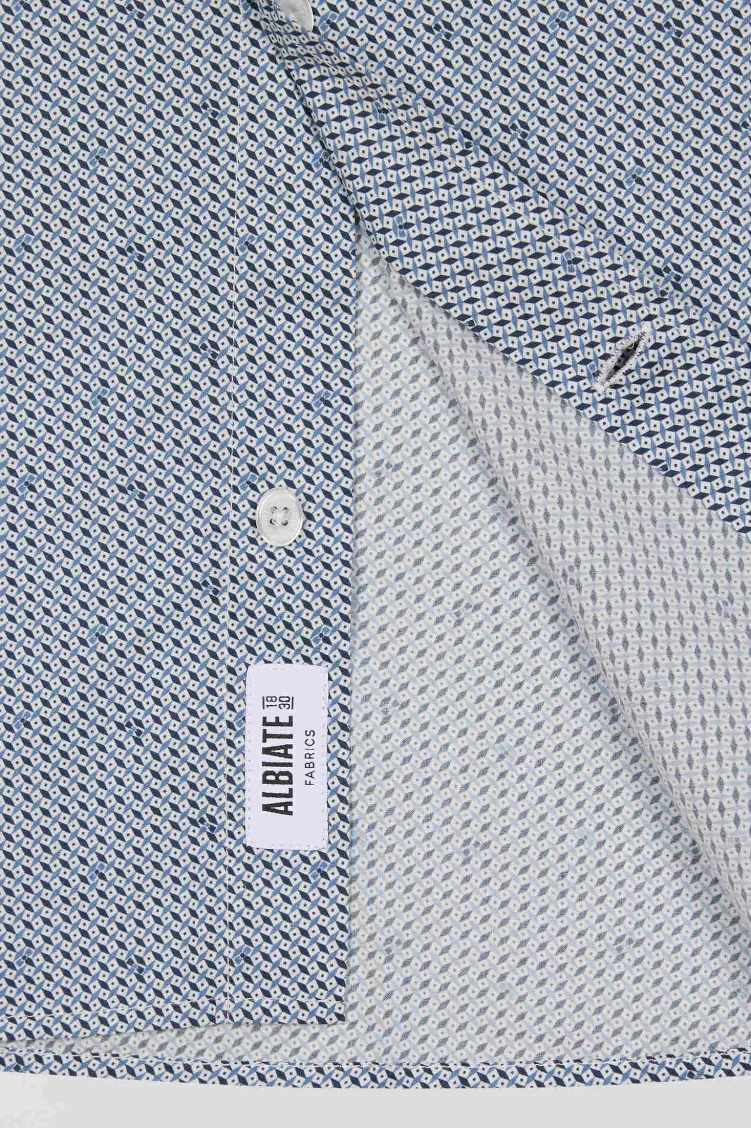 Light blue micro-motif cotton shirt Slim fit