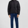 Lightweight, long-sleeved puffa jacket in black