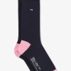 Long navy blue colour-block socks