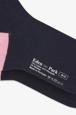 Long navy blue colour-block socks
