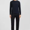 Long sleeved black cotton t-shirt