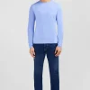 Long sleeved blue cotton t-shirt