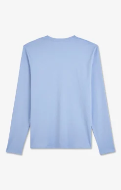 Long sleeved blue cotton t-shirt