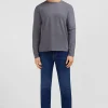 Long sleeved grey cotton t-shirt