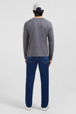 Long sleeved grey cotton t-shirt