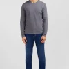Long sleeved grey V neck t-shirt