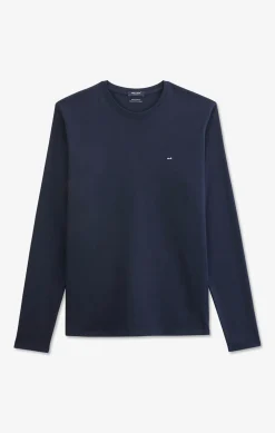 Long sleeved navy blue cotton t-shirt