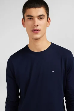 Long sleeved navy blue cotton t-shirt