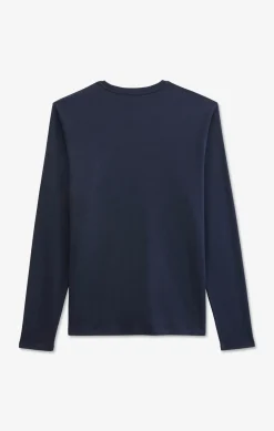 Long sleeved navy blue cotton t-shirt