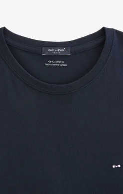 Long sleeved navy blue cotton t-shirt