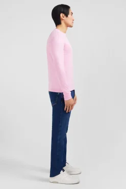 Long sleeved pink cotton t-shirt