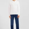 Long sleeved white V neck t-shirt