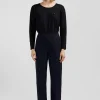 Long-sleeved round-neck t-shirt in black cotton