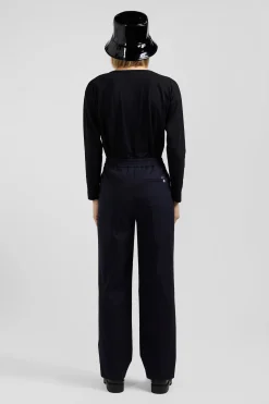 Long-sleeved round-neck t-shirt in black cotton