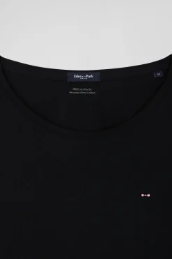 Long-sleeved round-neck t-shirt in black cotton