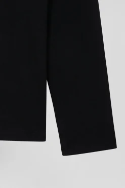 Long-sleeved round-neck t-shirt in black cotton