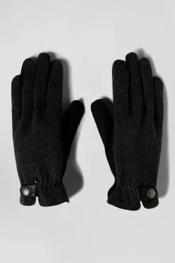 Men's black leather gloves