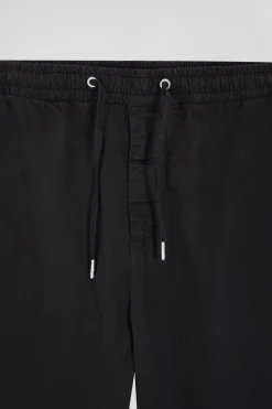 Modern anthracite grey stretch cotton elastic waist trousers