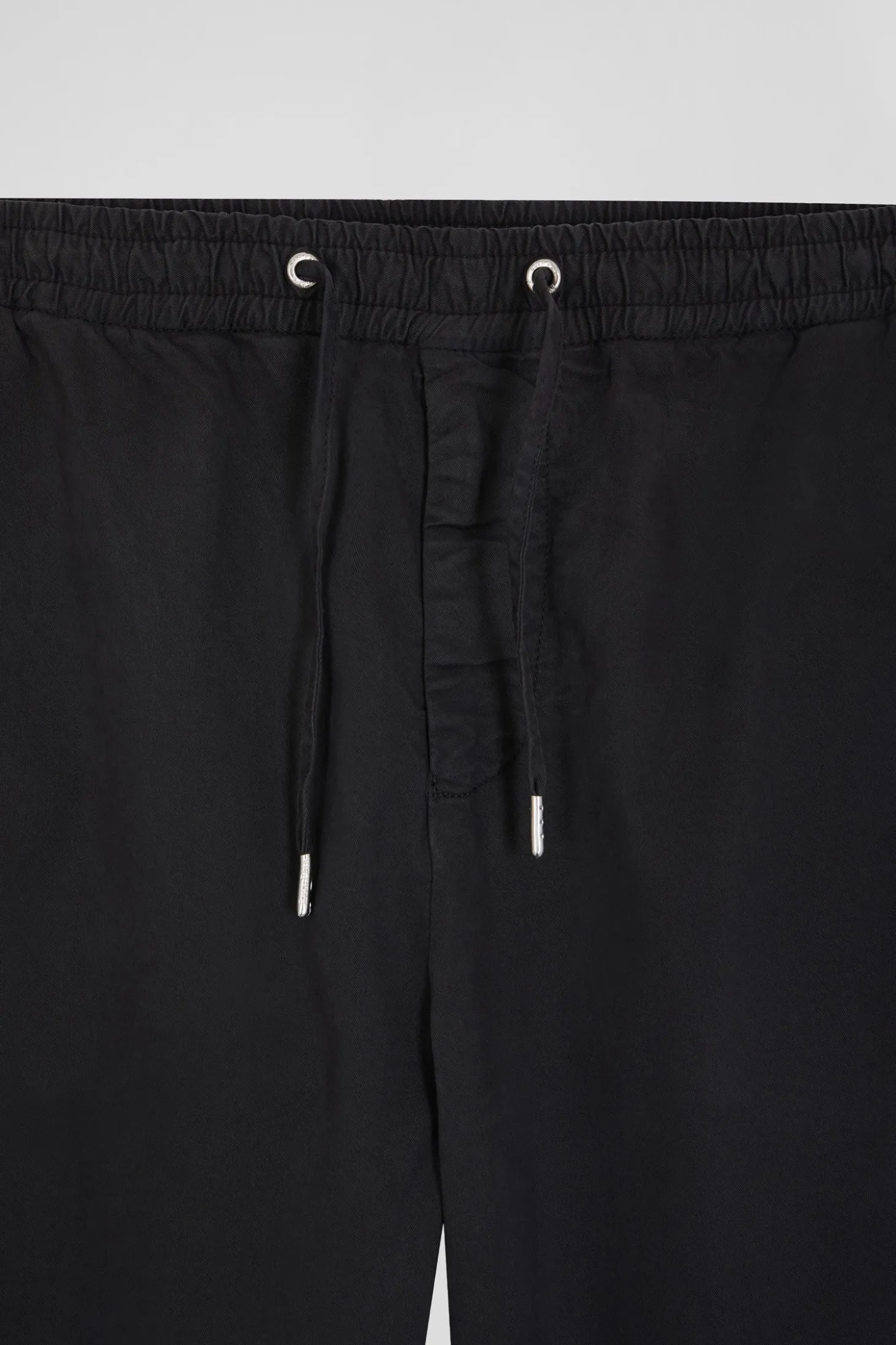 Modern anthracite grey stretch cotton elastic waist trousers