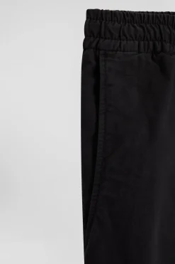 Modern anthracite grey stretch cotton elastic waist trousers