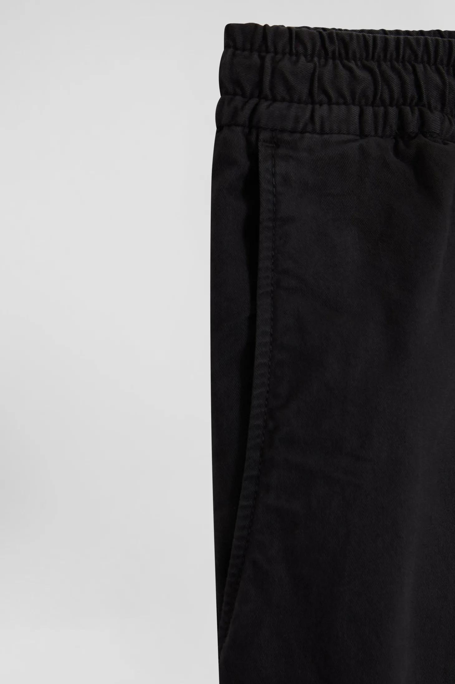 Modern anthracite grey stretch cotton elastic waist trousers