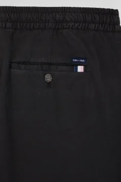 Modern anthracite grey stretch cotton elastic waist trousers