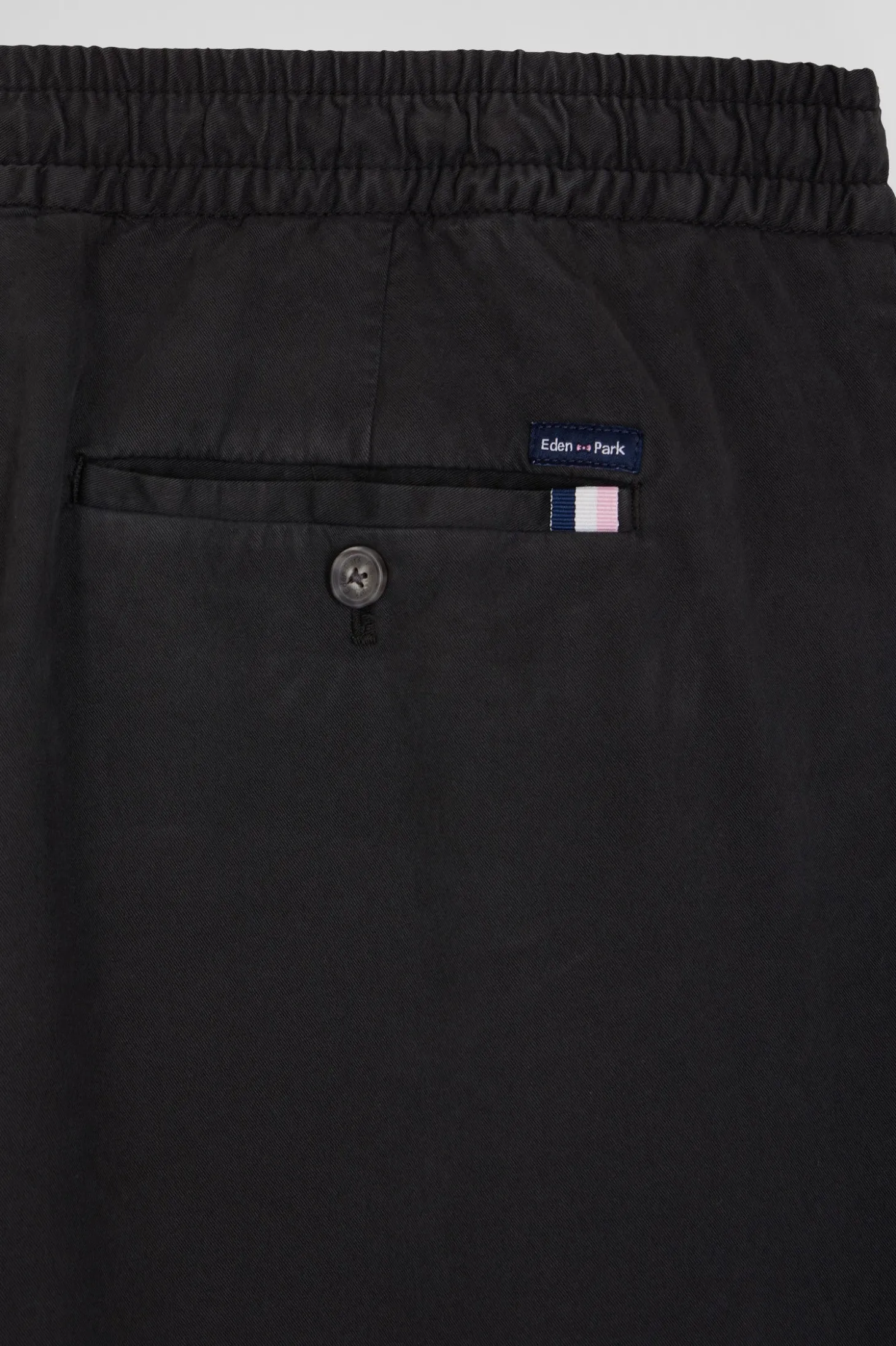 Modern anthracite grey stretch cotton elastic waist trousers