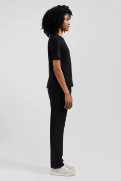 Modern black cotton short-sleeved T-shirt