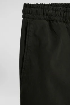 Modern black stretch cotton elastic waist trousers