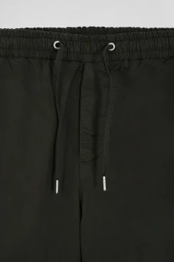 Modern black stretch cotton elastic waist trousers