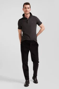 Modern brown elastic waist corduroy trousers