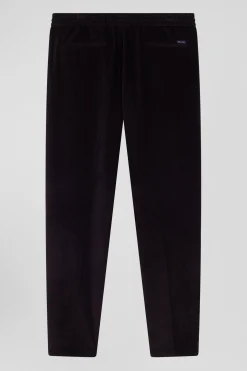 Modern brown elastic waist corduroy trousers