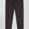 Modern brown stretch cotton elastic waist trousers