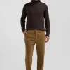 Modern camel stretch cotton elastic waist trousers