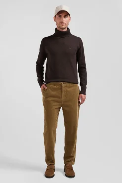 Modern camel stretch cotton elastic waist trousers