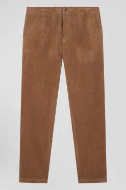 Modern camel stretch cotton elastic waist trousers