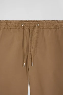 Modern camel stretch cotton elastic waist trousers