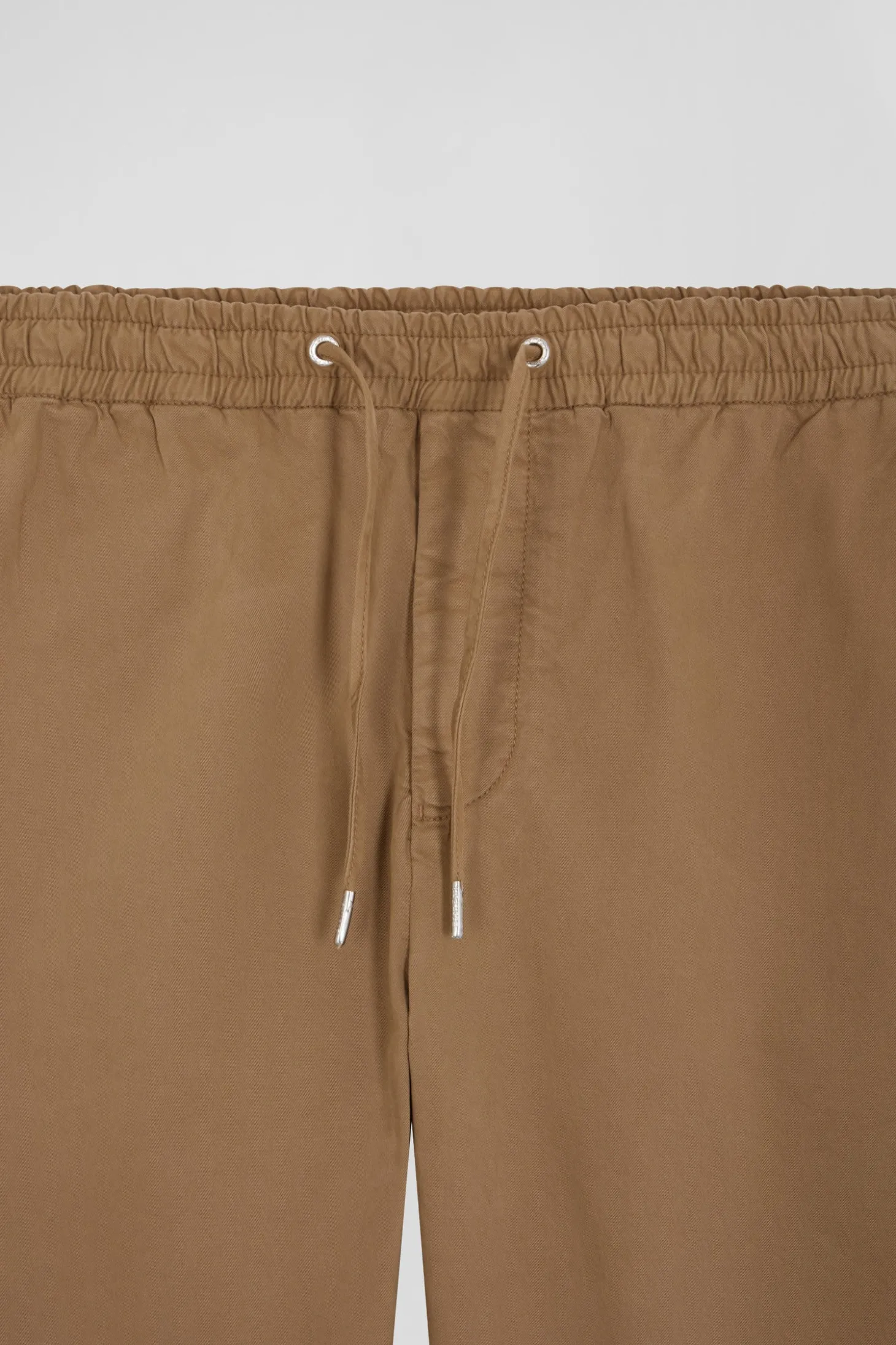 Modern camel stretch cotton elastic waist trousers