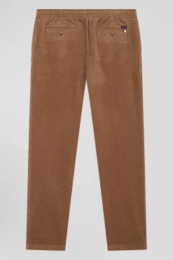 Modern camel stretch cotton elastic waist trousers