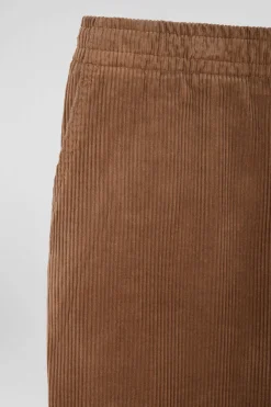 Modern camel stretch cotton elastic waist trousers