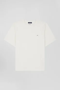 Modern ecru cotton short-sleeved T-shirt