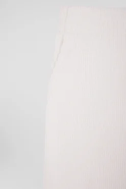 Modern ecru stretch cotton elastic waist trousers
