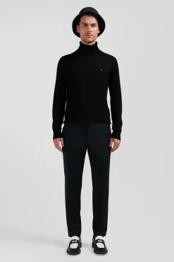 Modern khaki stretch wool elastic waist trousers