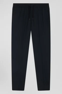 Modern khaki stretch wool elastic waist trousers