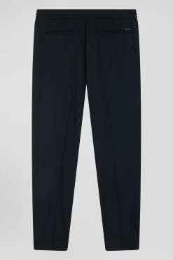 Modern khaki stretch wool elastic waist trousers