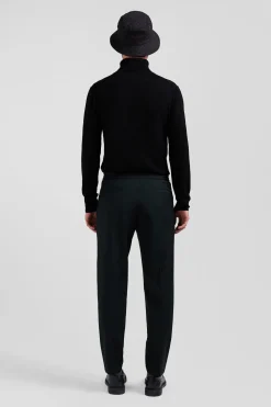 Modern khaki stretch wool elastic waist trousers
