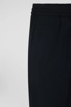 Modern khaki stretch wool elastic waist trousers