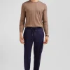Modern navy blue elastic waist trousers