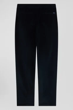 Modern navy blue elastic waist corduroy trousers