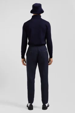Modern navy blue elastic waist trousers